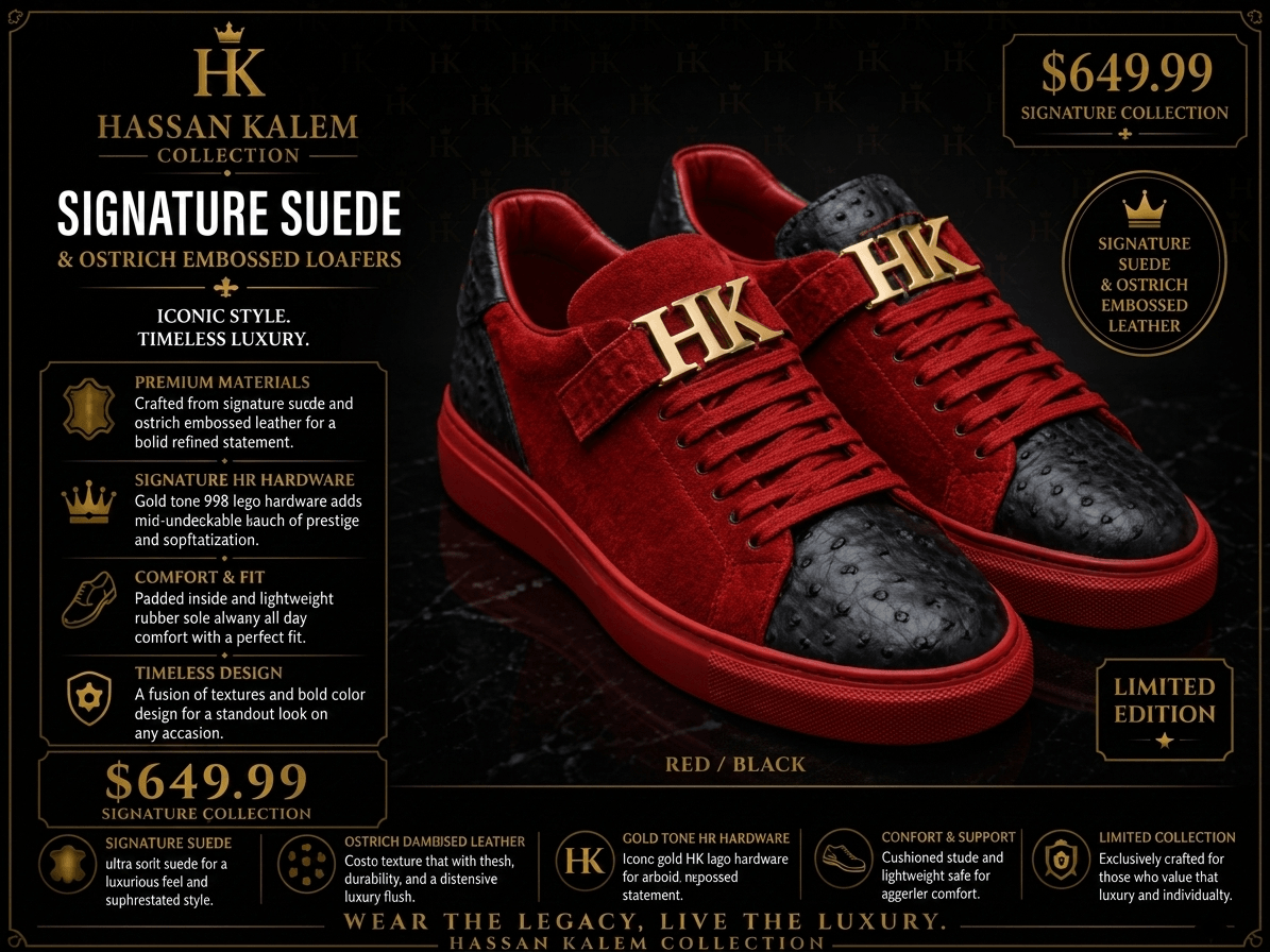 SIGNATURE SUEDE & OSTRICH EMBOSSED LOAFERS