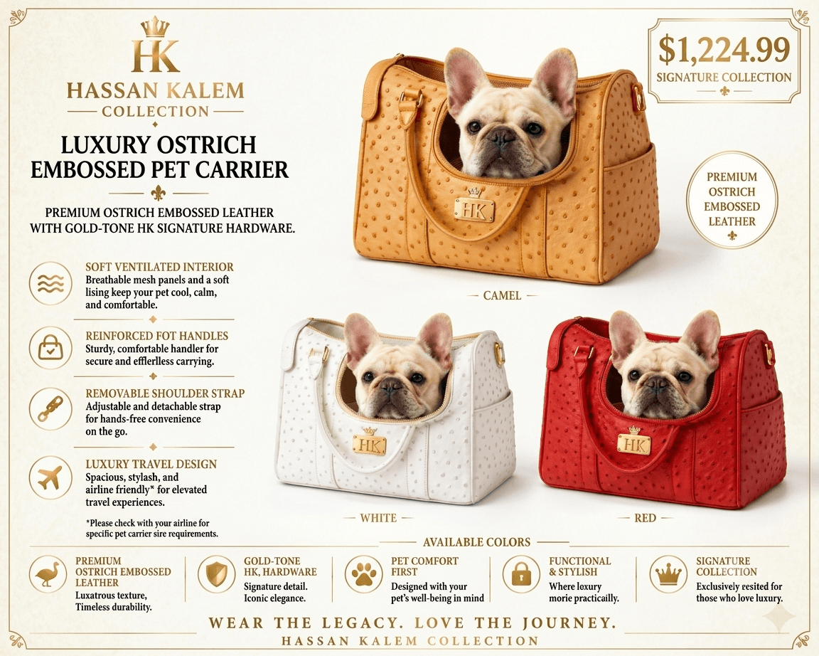 LUXURY OSTRICH EMBOSSED PET CARRIER