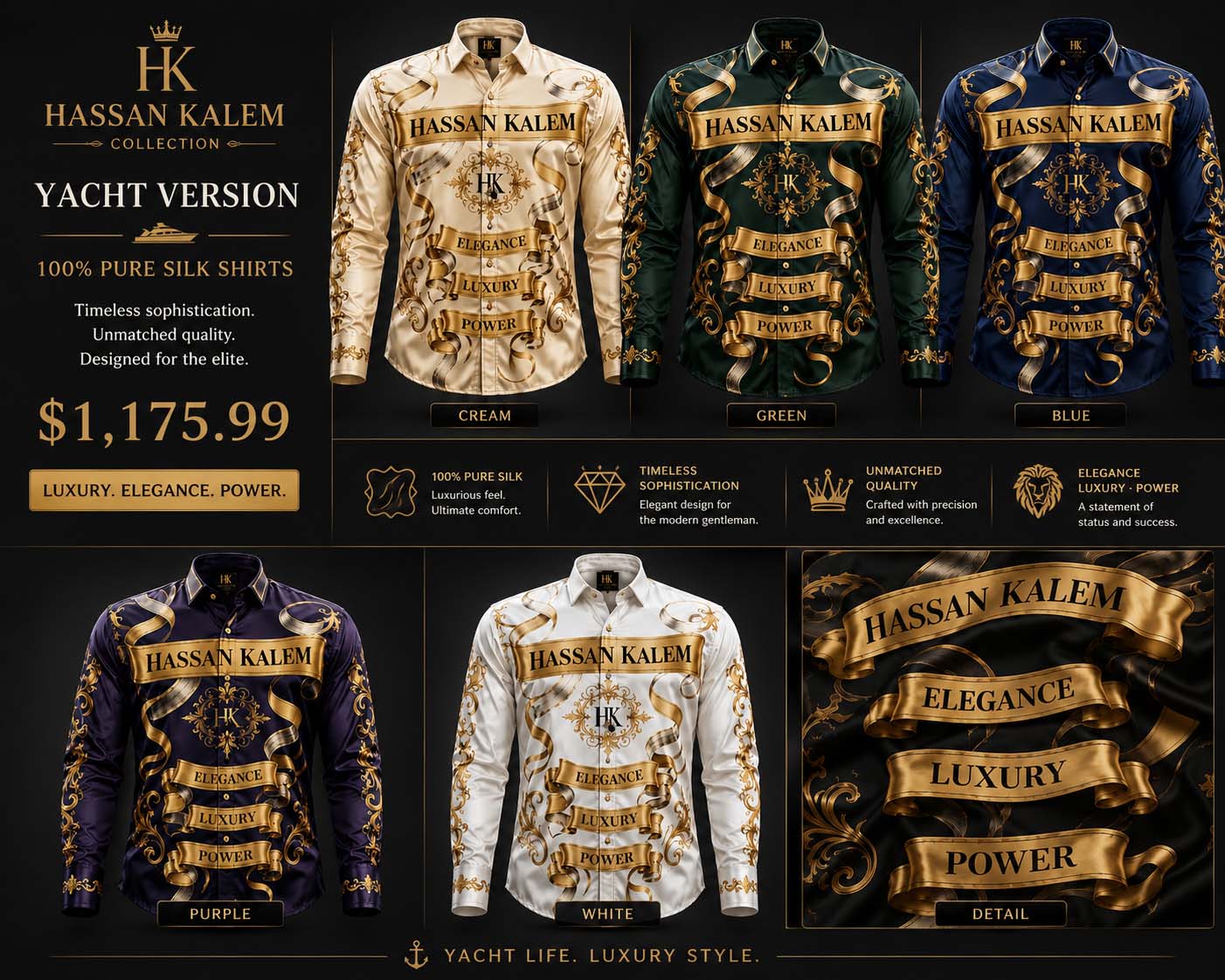 YACHT VERSION 100% PURE SILK SHIRTS