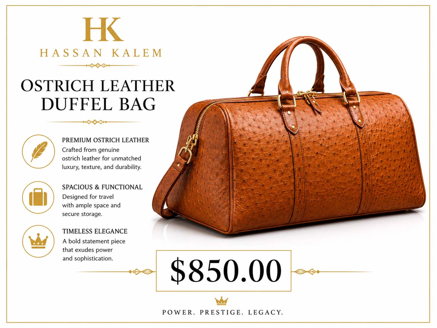 OSTRICH LEATHER DUFFEL BAG