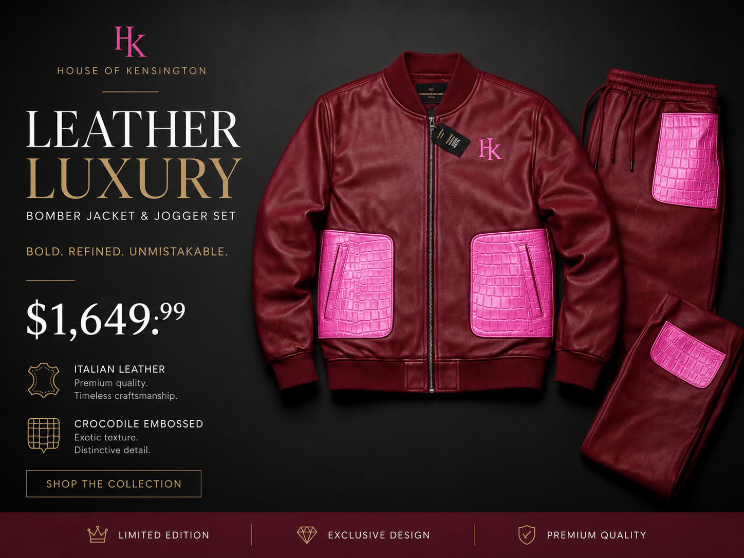LEATHER LUXURY BOMBER JACKET & JOGGER SET