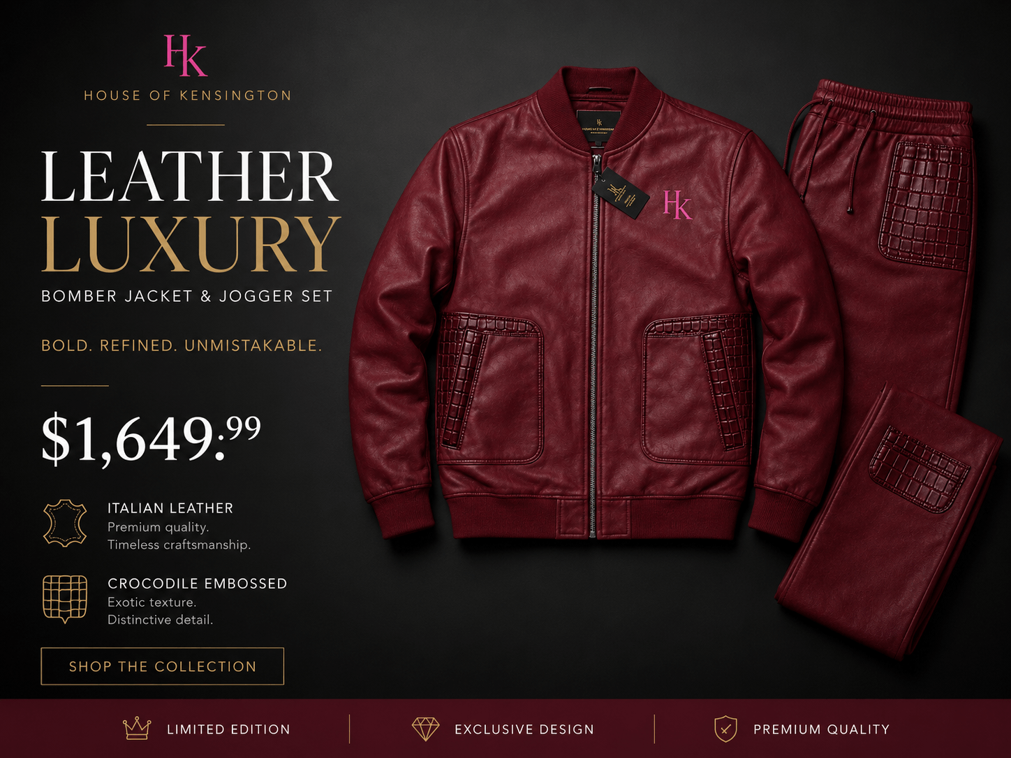 LEATHER LUXURY BOMBER JACKET & JOGGER SET
