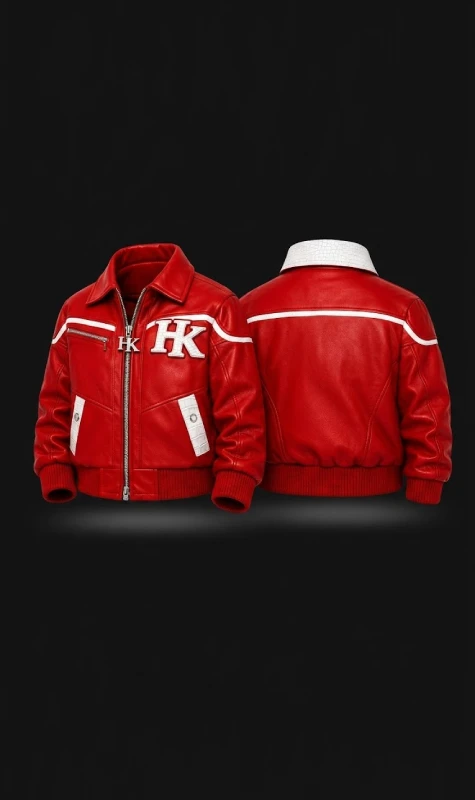 RED & WHITE Hassan LEATHER JACKET